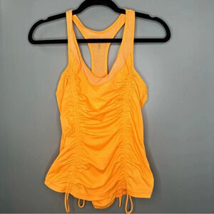 Zella Work Out Tank Top Neon Orange Cinch Top Size Medium